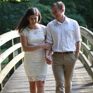 White faux-lace dress
